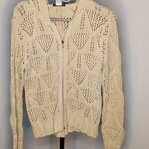 CAbi Crochet Hooded Cardigan - Size Medium